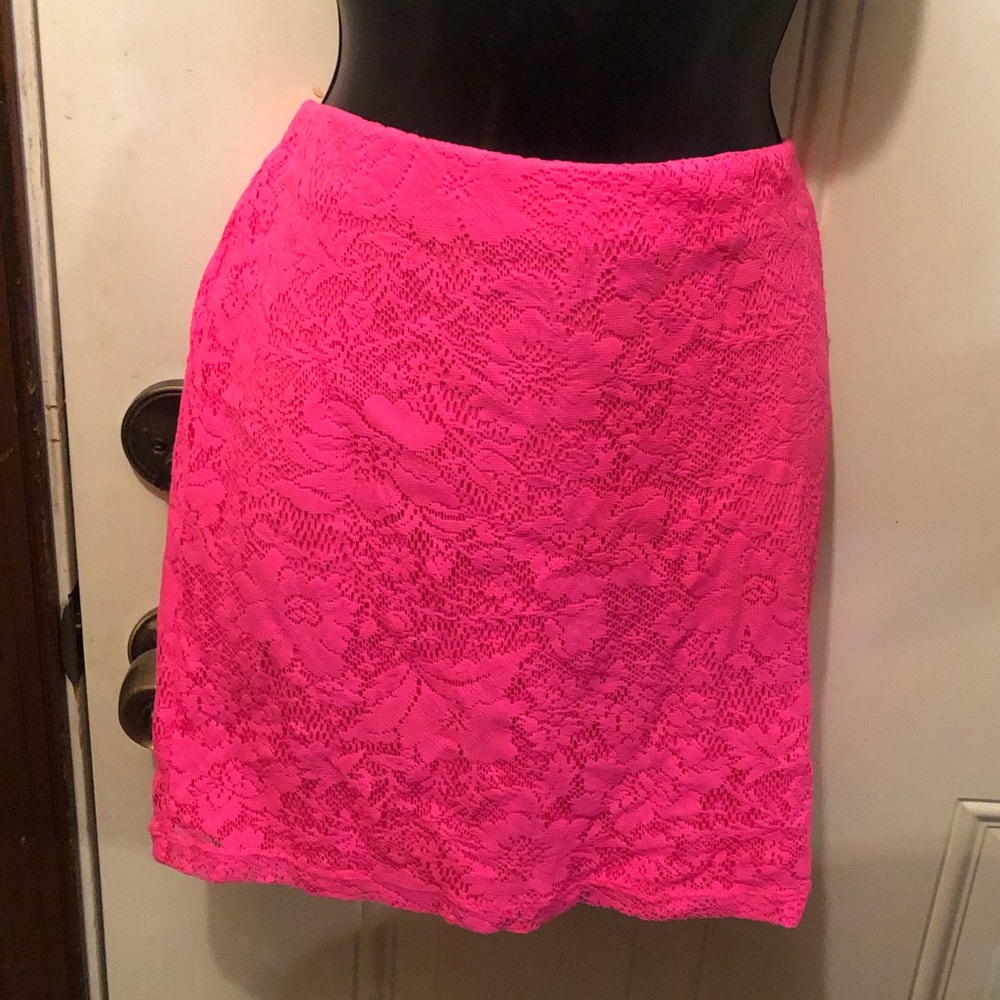 No Boundaries Hot Pink Lace Mini Skirt
